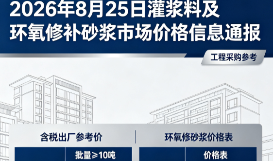 巍山2026年8月25日灌浆料及环氧修补砂浆市场价格信息通报